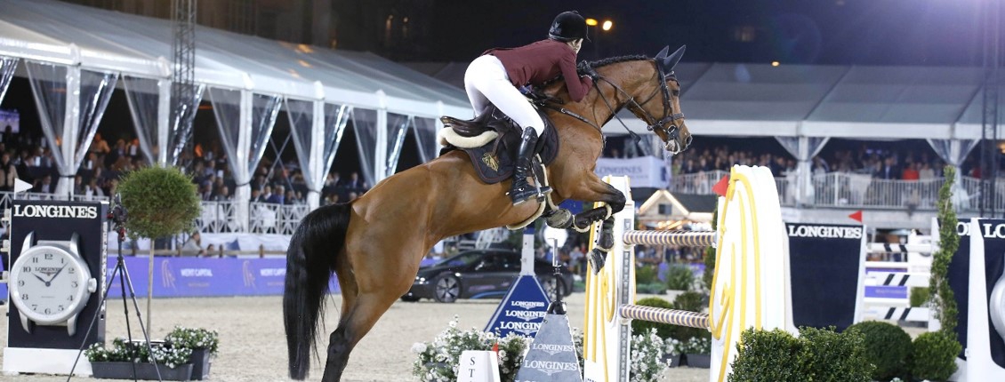 Edwina on the podium at Antwerp Longines Global Champions Tour